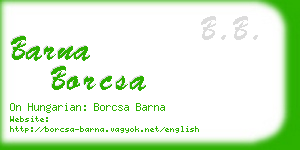 barna borcsa business card